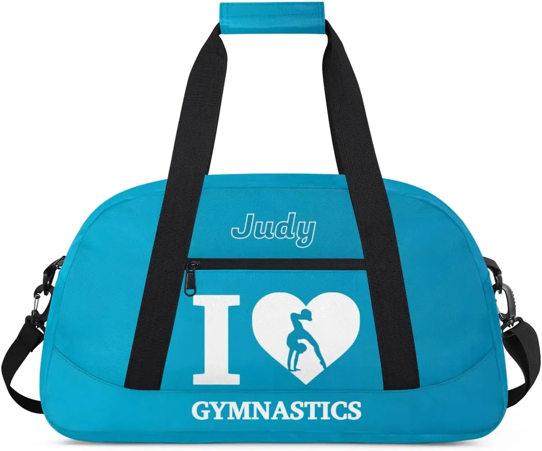 Personalized Kids Gymnastic Bag Blue Raspberry Color Gymnast Custom Name Sport Gymnast Duffel Bag for Girls Teens Large Dance Bags Travel Duffel Bag