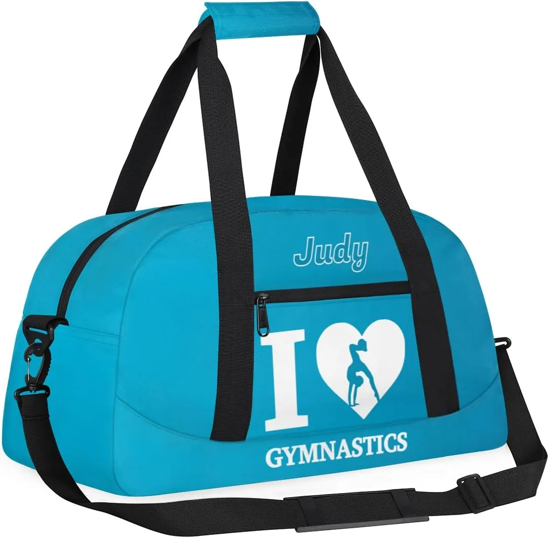 Personalized Kids Gymnastic Bag Blue Raspberry Color Gymnast Custom Name Sport Gymnast Duffel Bag for Girls Teens Large Dance Bags Travel Duffel Bag