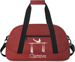 Personalized Kids Gymnastic Bag Cherry Red Gymnastic Bars Custom Name Sport Gymnast Duffel Bag for Girls Teens Large Dance Bags Travel Duffel Bag
