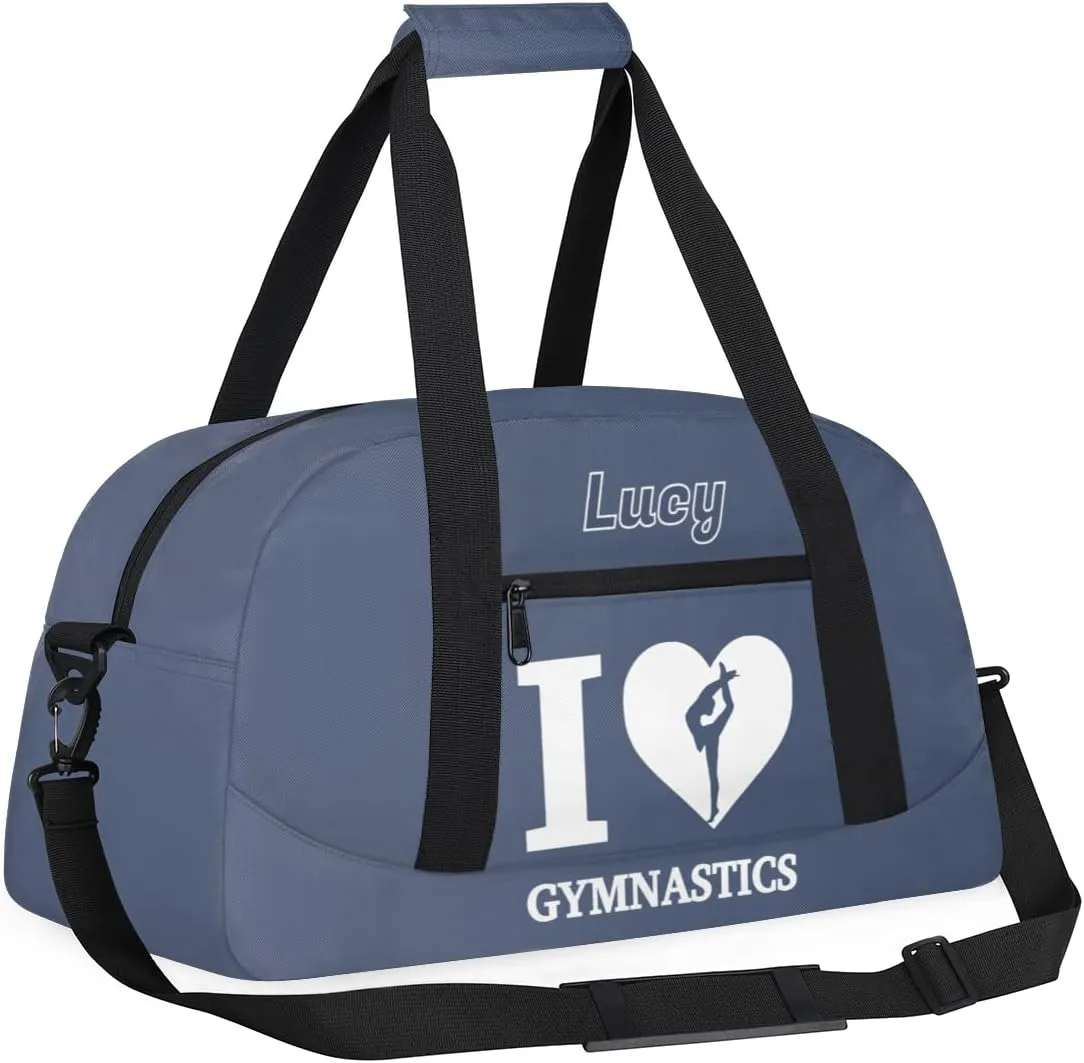 Personalized Kids Gymnastic Bag Dark Grey Gymnastic Custom Name Sport Gymnast Duffel Bag for Girls Teens Large Dance Bags Travel Duffel Bag