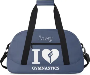 Personalized Kids Gymnastic Bag Dark Grey Gymnastic Custom Name Sport Gymnast Duffel Bag for Girls Teens Large Dance Bags Travel Duffel Bag