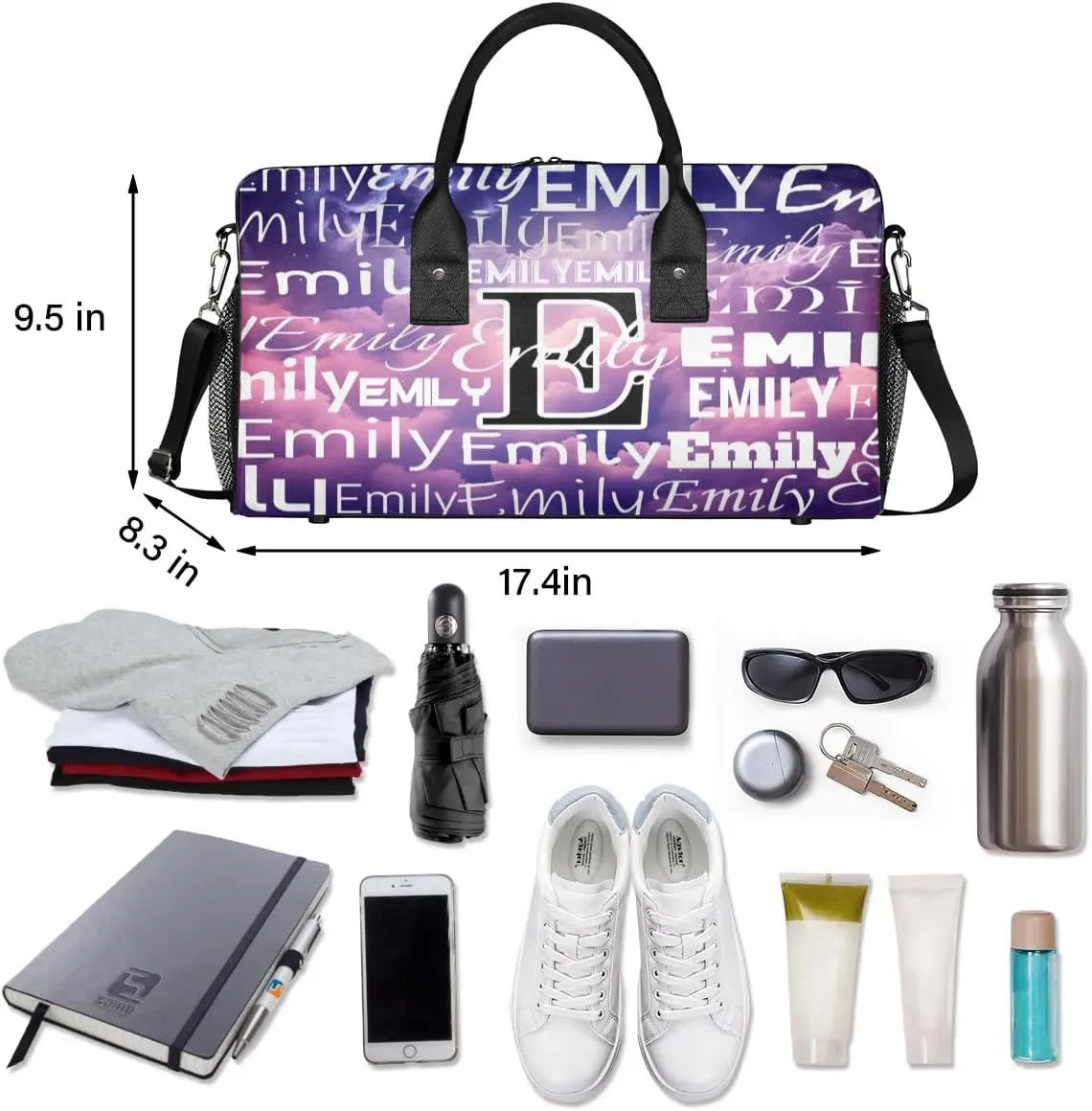 Personalized Letter Initial Dance Bag Custom Monogrammed Gym Duffle Bag Starry Night Universe Travel Bag Carry On Tote Weekender Overnight Bags Sport Training Bag