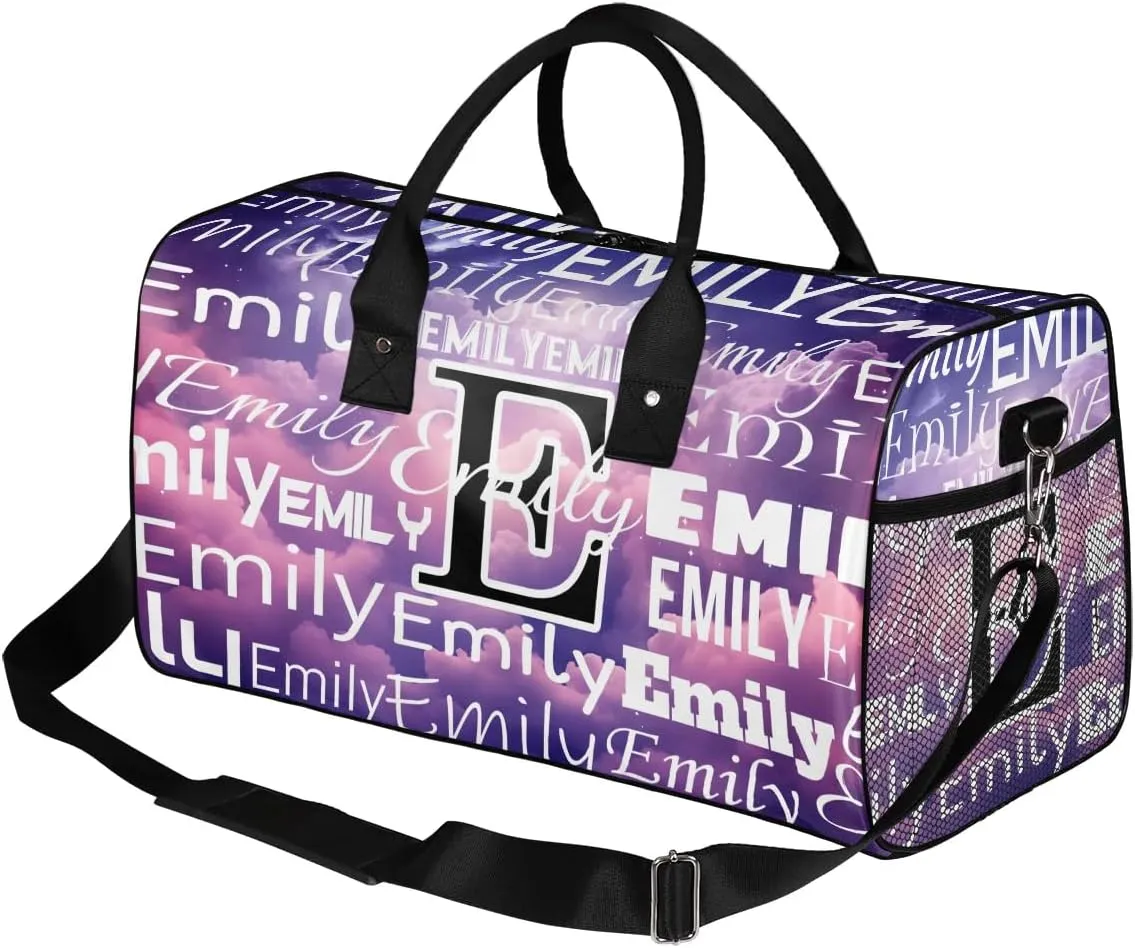 Personalized Letter Initial Dance Bag Custom Monogrammed Gym Duffle Bag Starry Night Universe Travel Bag Carry On Tote Weekender Overnight Bags Sport Training Bag