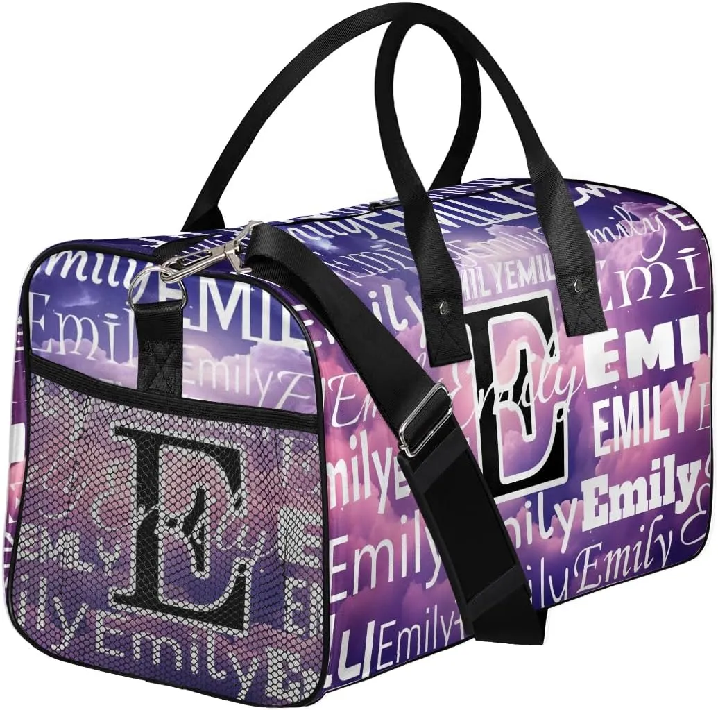 Personalized Letter Initial Dance Bag Custom Monogrammed Gym Duffle Bag Starry Night Universe Travel Bag Carry On Tote Weekender Overnight Bags Sport Training Bag
