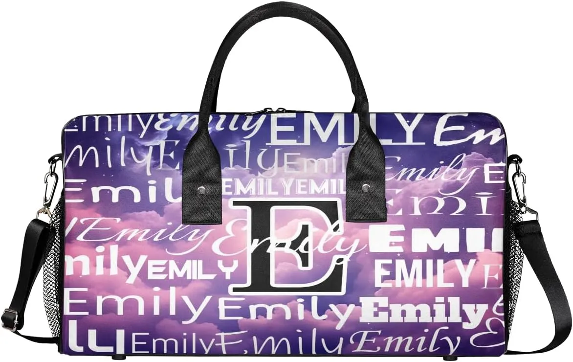 Personalized Letter Initial Dance Bag Custom Monogrammed Gym Duffle Bag Starry Night Universe Travel Bag Carry On Tote Weekender Overnight Bags Sport Training Bag