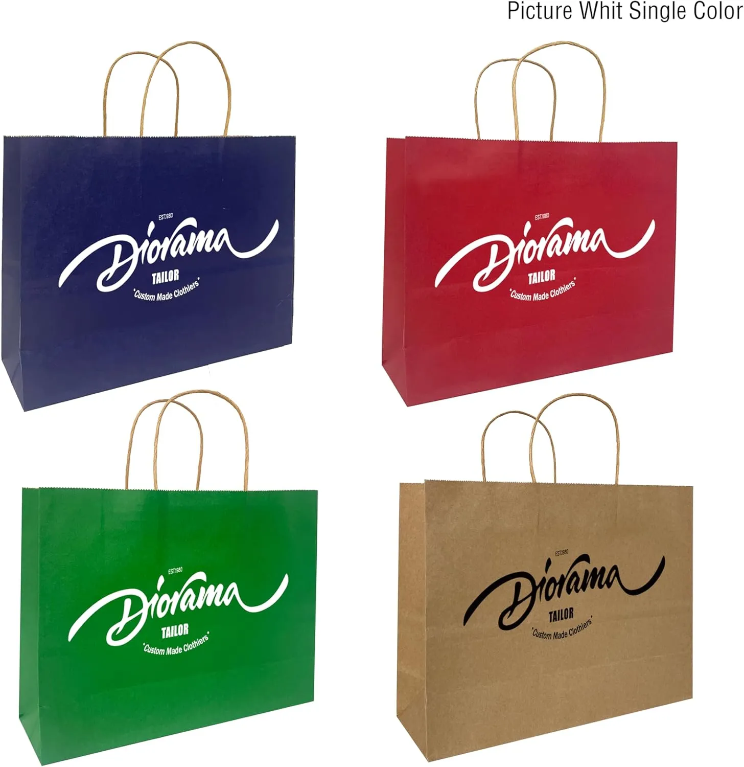 Personalized Paper Bags, 100 PCS Custom Printed Kraft Paper Bags for Small Business, Retail Gift Bags with Logo, Brown Shopping bag with Handle, Paper Bags, Party (Horizontal, 1count (Pack of 100))