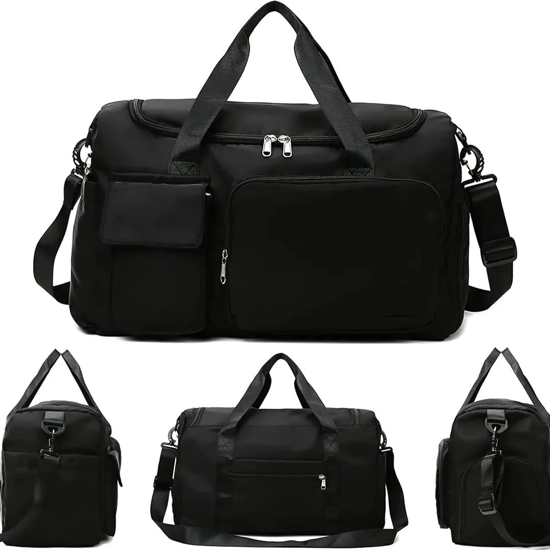 Personalized Sports Bag - Custom Gym Bag, Cheer Bag, Weekender Bag, Duffle Bags Personalized for Men, Women - Personalized Duffel Bag with Name (Black with your text and logo)
