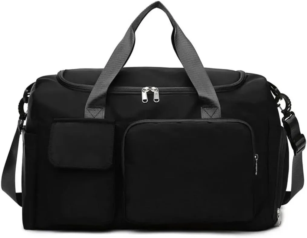 Personalized Sports Bag - Custom Gym Bag, Cheer Bag, Weekender Bag, Duffle Bags Personalized for Men, Women - Personalized Duffel Bag with Name (Black with your text and logo)