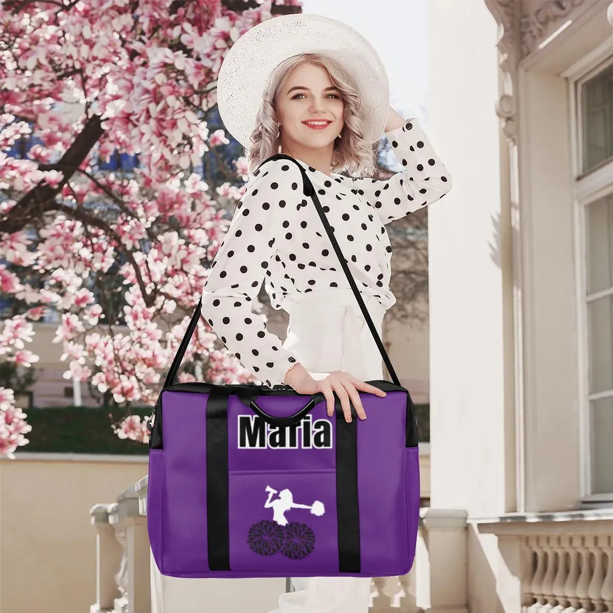 Personalized Travel Duffel Bag with Name - Custom Letter Oxford Cloth Cheer Gym Bag ，Sport Bag Weekender Overnight Bag for Traveling for Women Men Gift for Festival