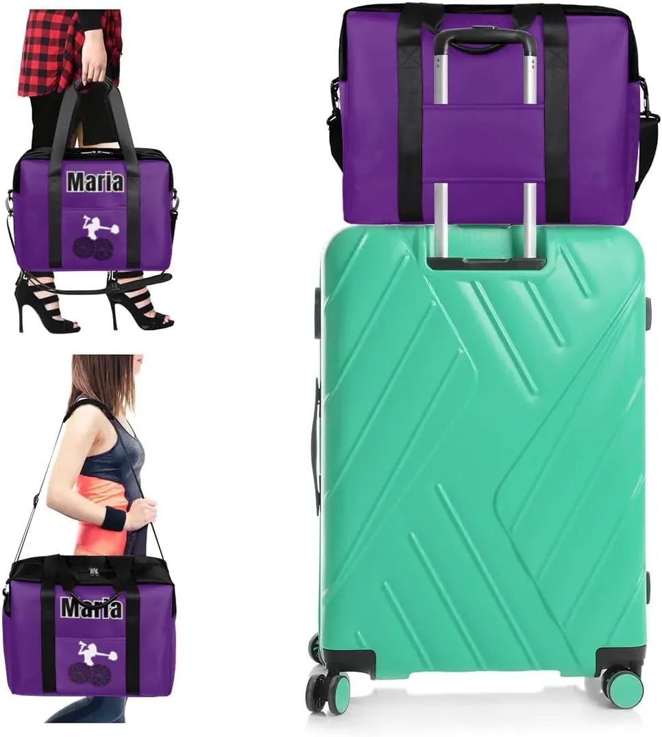 Personalized Travel Duffel Bag with Name - Custom Letter Oxford Cloth Cheer Gym Bag ，Sport Bag Weekender Overnight Bag for Traveling for Women Men Gift for Festival