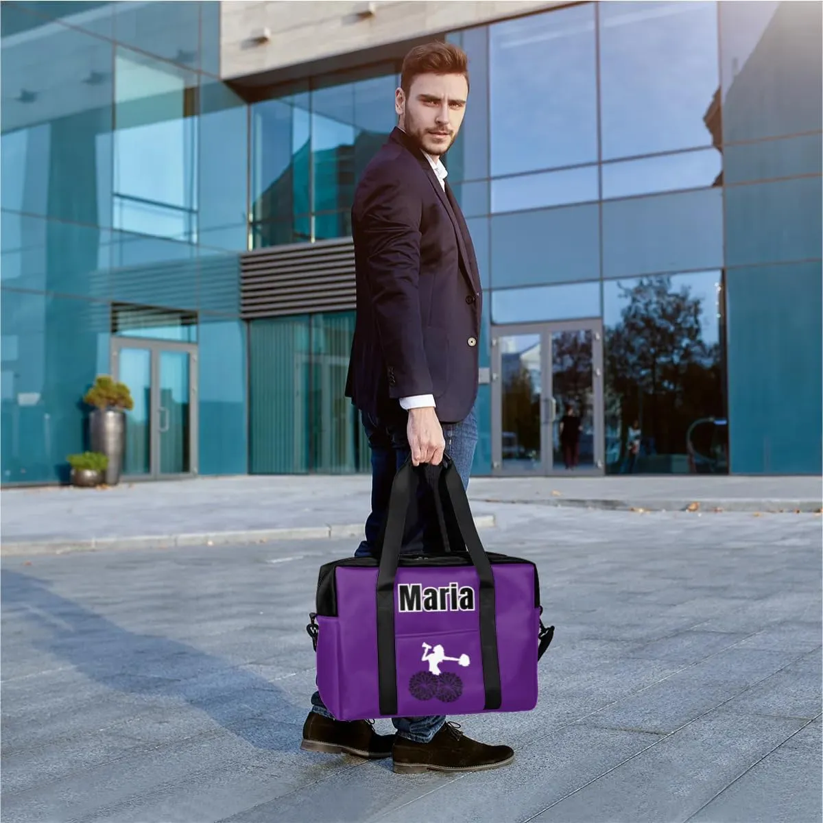Personalized Travel Duffel Bag with Name - Custom Letter Oxford Cloth Cheer Gym Bag ，Sport Bag Weekender Overnight Bag for Traveling for Women Men Gift for Festival