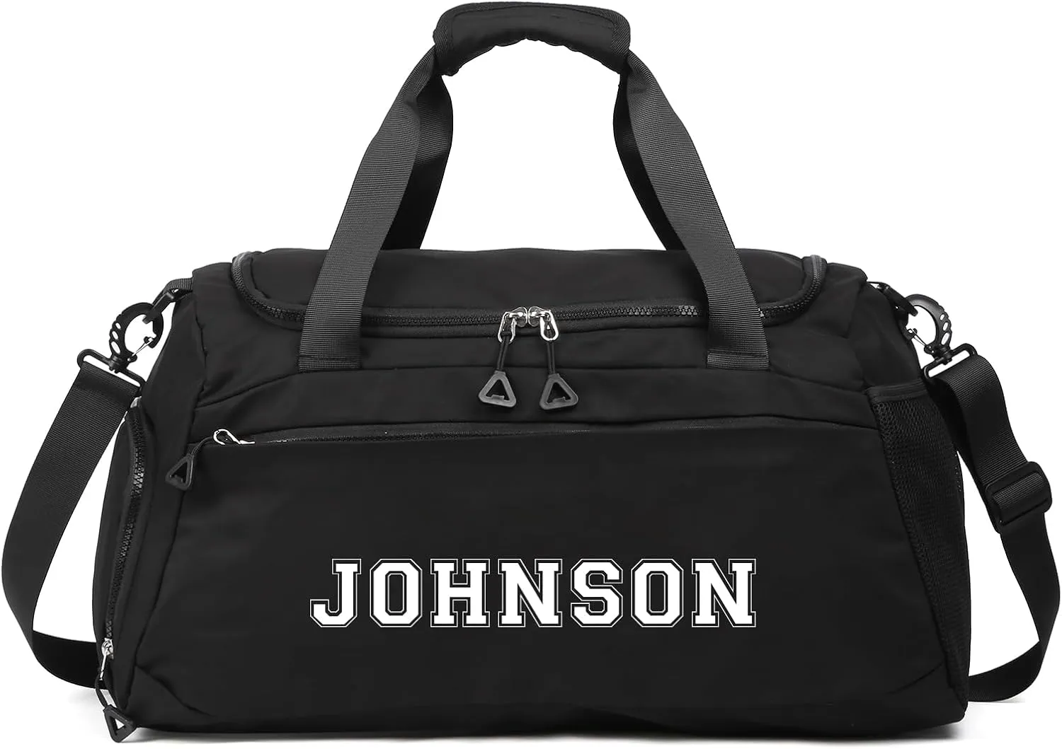 Personalized Travel Duffel Bag with Name - Oxford Cloth Gym Bag with Shoes and Wet Pockets Sport Bag Weekender Overnight Bag for Traveling for Women Men Compartment Gift for Christmas Groomsman Brides
