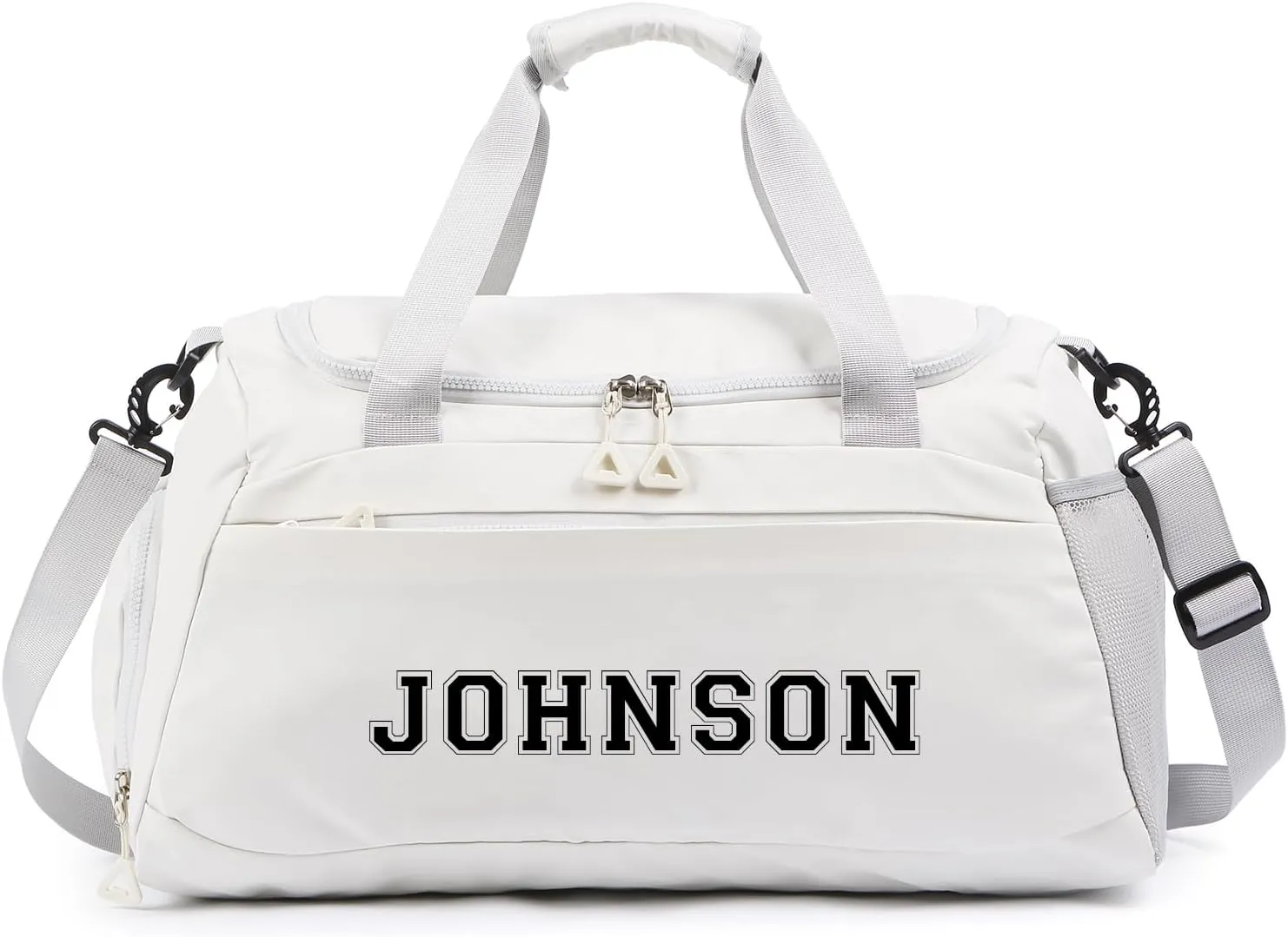 Personalized Travel Duffel Bag with Name - Oxford Cloth Gym Bag with Shoes and Wet Pockets Sport Bag Weekender Overnight Bag for Traveling for Women Men Compartment Gift for Christmas Groomsman Brides