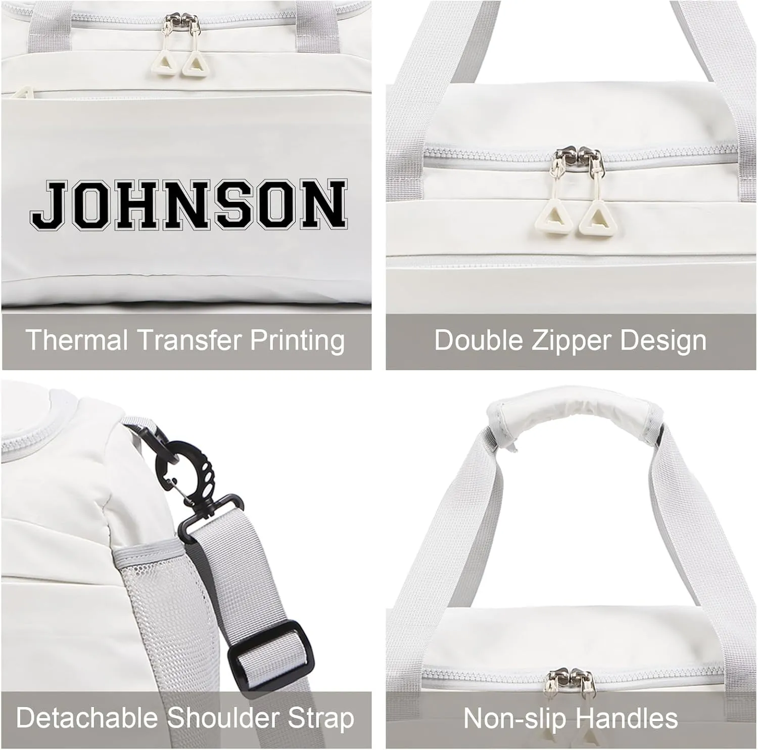 Personalized Travel Duffel Bag with Name - Oxford Cloth Gym Bag with Shoes and Wet Pockets Sport Bag Weekender Overnight Bag for Traveling for Women Men Compartment Gift for Christmas Groomsman Brides