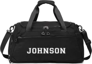 Personalized Travel Duffel Bag with Name - Oxford Cloth Gym Bag with Shoes and Wet Pockets Sport Bag Weekender Overnight Bag for Traveling for Women Men Compartment Gift for Christmas Groomsman Brides