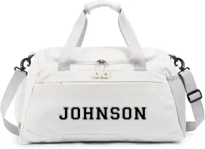 Personalized Travel Duffel Bag with Name - Oxford Cloth Gym Bag with Shoes and Wet Pockets Sport Bag Weekender Overnight Bag for Traveling for Women Men Compartment Gift for Christmas Groomsman Brides