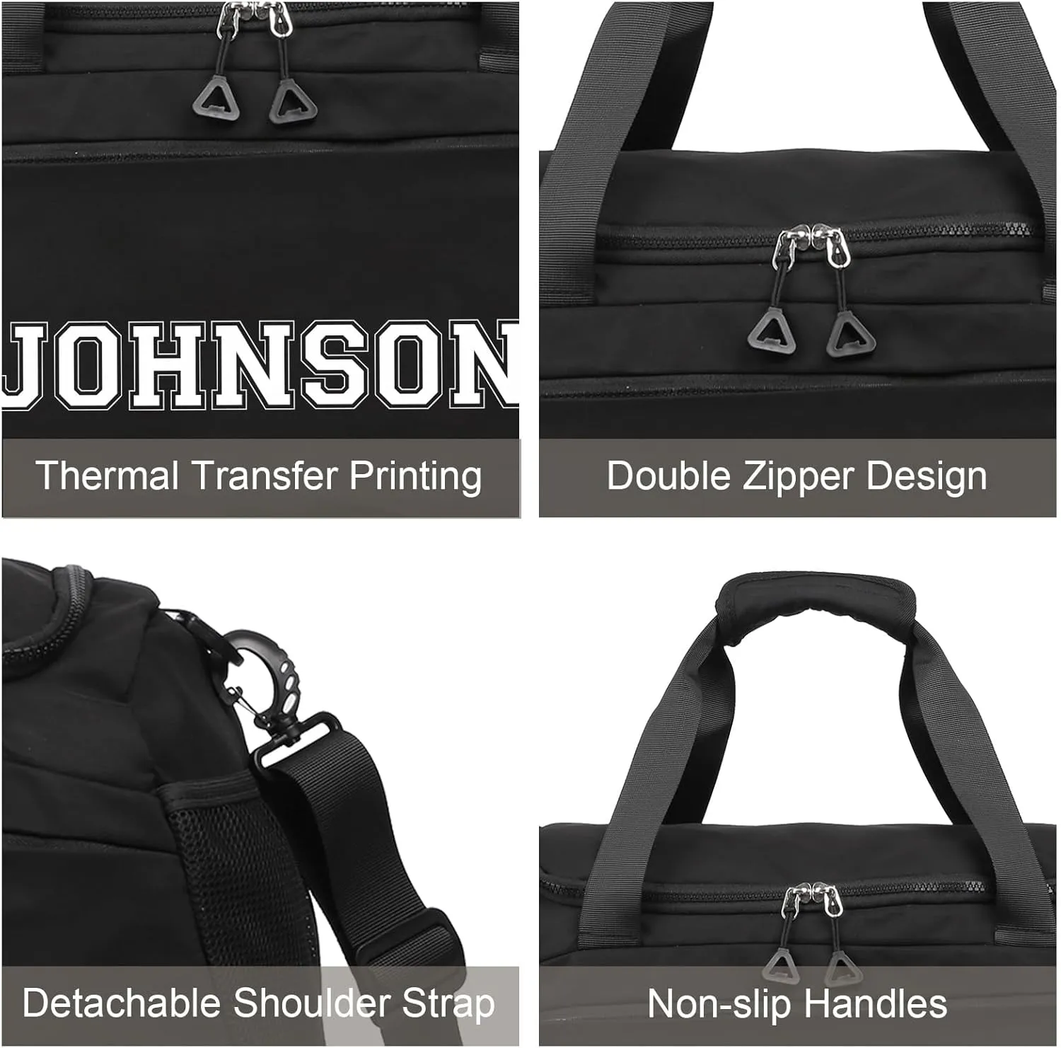 Personalized Travel Duffel Bag with Name - Oxford Cloth Gym Bag with Shoes and Wet Pockets Sport Bag Weekender Overnight Bag for Traveling for Women Men Compartment Gift for Christmas Groomsman Brides
