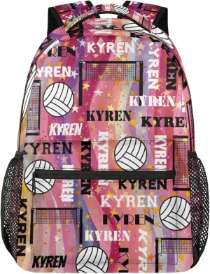 Personalized Volleyball Backpack with Name, Custom Sports Bag Backpack for Men Women, Laptop Daypack for Travel Camping Hiking, Abstract Striped