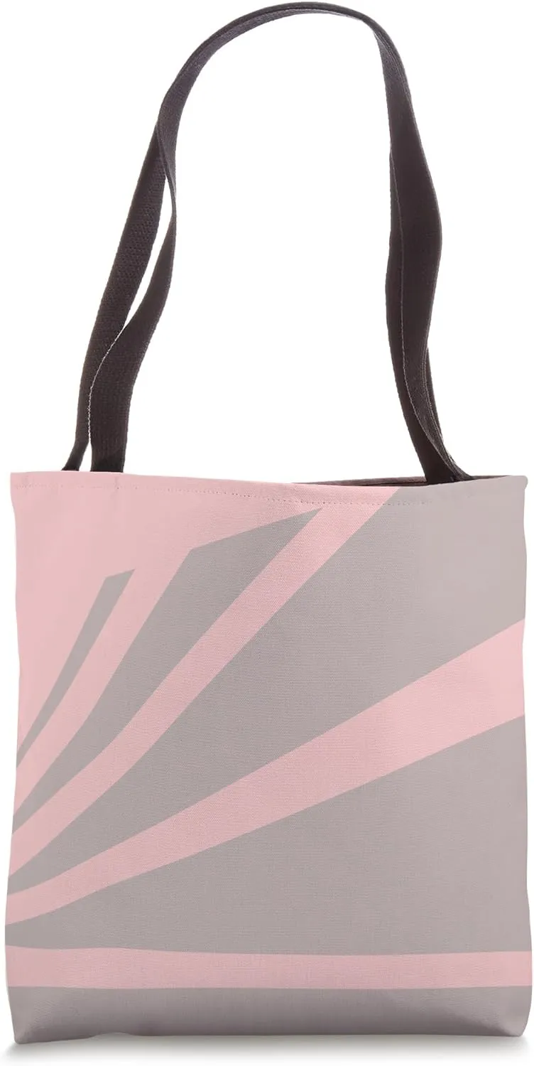 Perspective Beige Pastel Red Optical Stripes Tote Bag