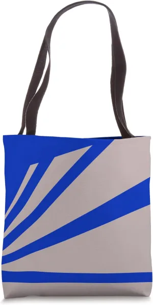 Perspective Beige Royal Blue Optical Stripes Tote Bag