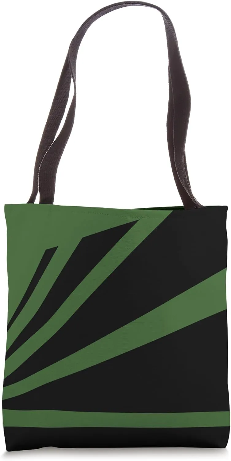 Perspective Black Forest Green Optical Stripes Tote Bag