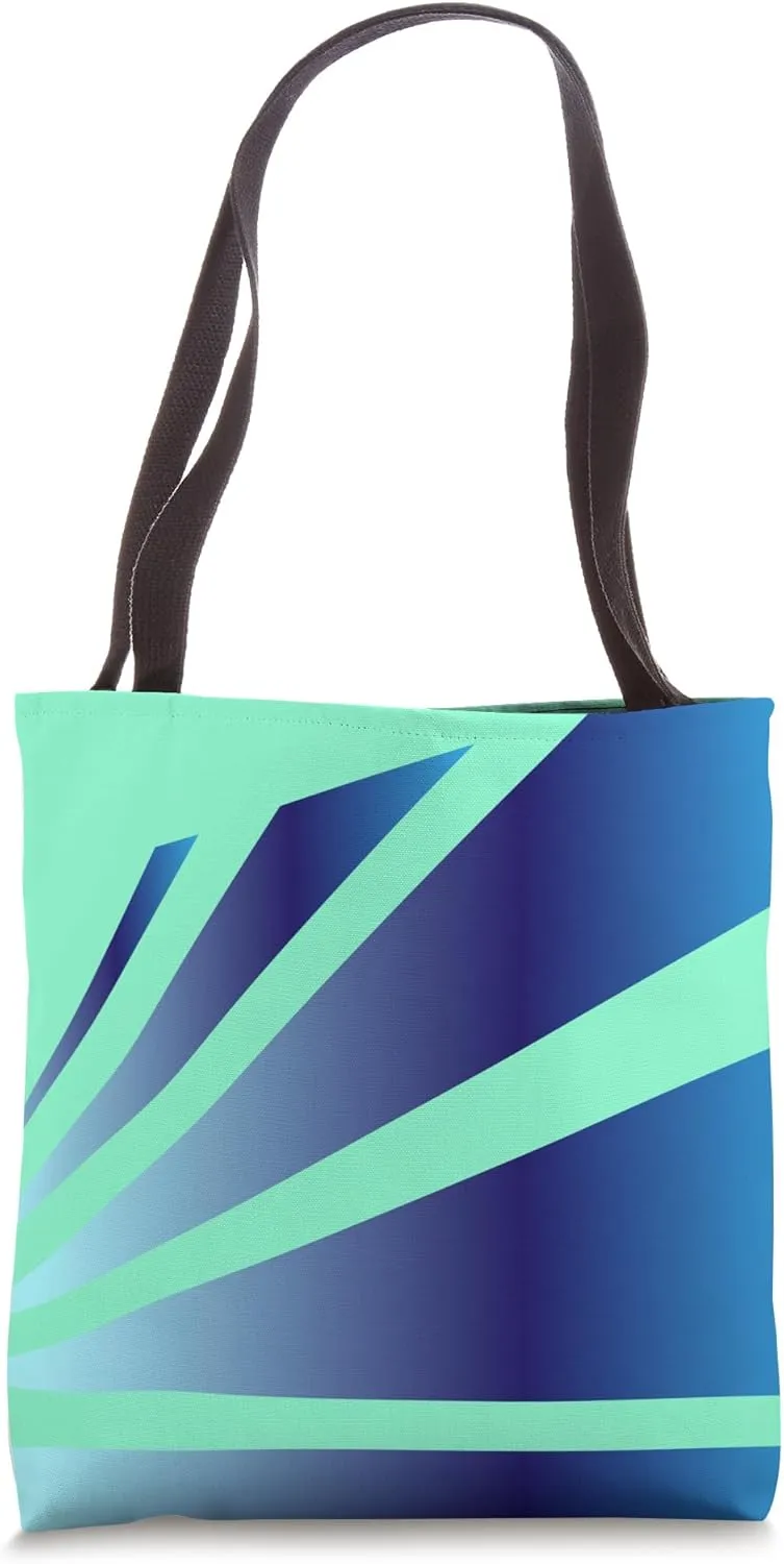 Perspective Gradient Blue Pastel Green Optical Stripes Tote Bag