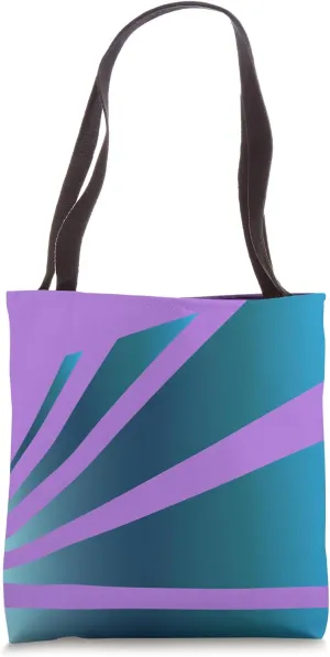 Perspective Gradient Turquoise Lavender Optical Stripes Tote Bag