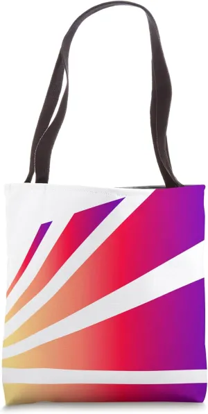 Perspective Gradient Yellow Red Purple Optical Stripes Tote Bag
