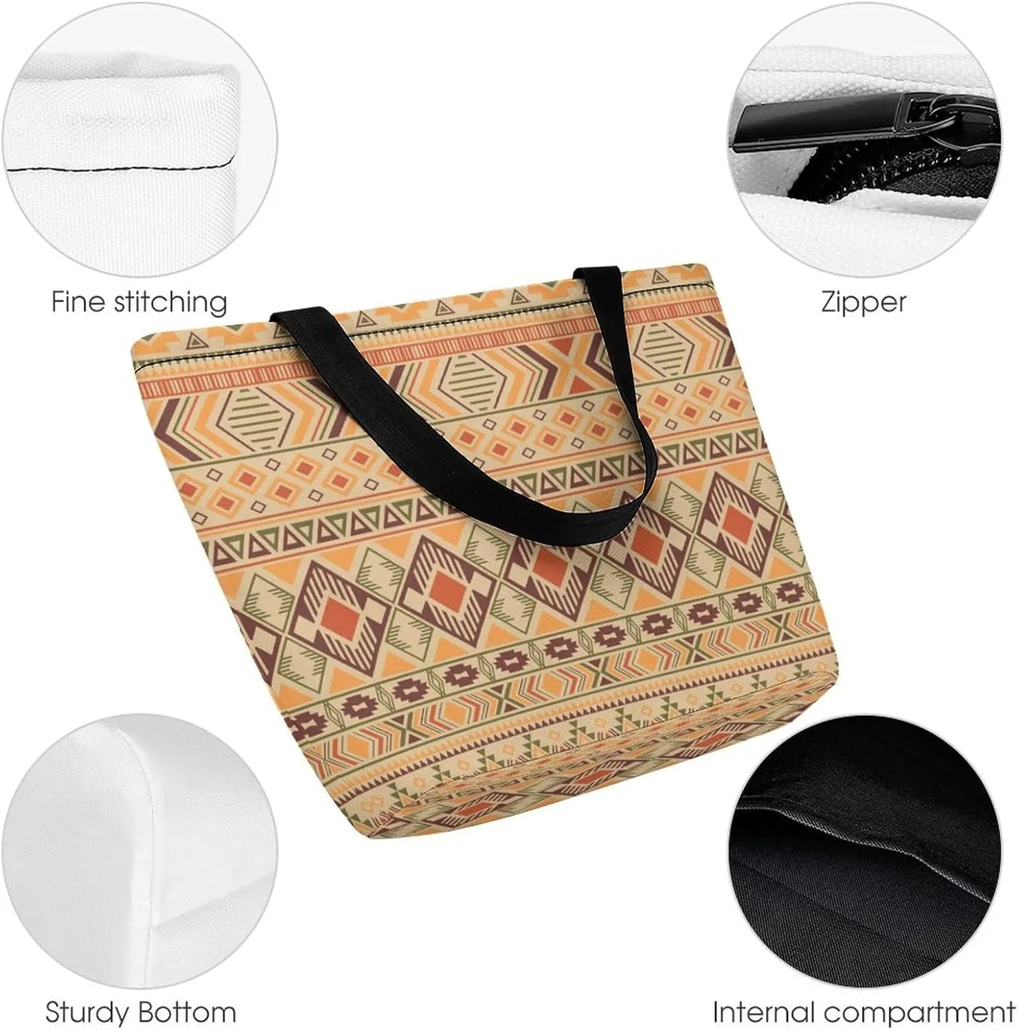 Peruvian American Indian Pattern Women's Tote Bag Reusable Handbag for Shopping Work Travel Big Capacity