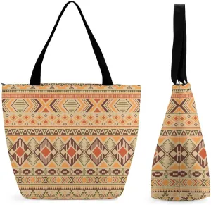 Peruvian American Indian Pattern Women's Tote Bag Reusable Handbag for Shopping Work Travel Big Capacity