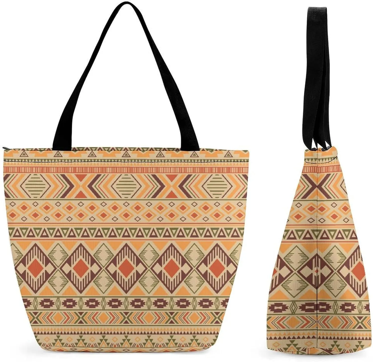 Peruvian American Indian Pattern Women's Tote Bag Reusable Handbag for Shopping Work Travel Big Capacity