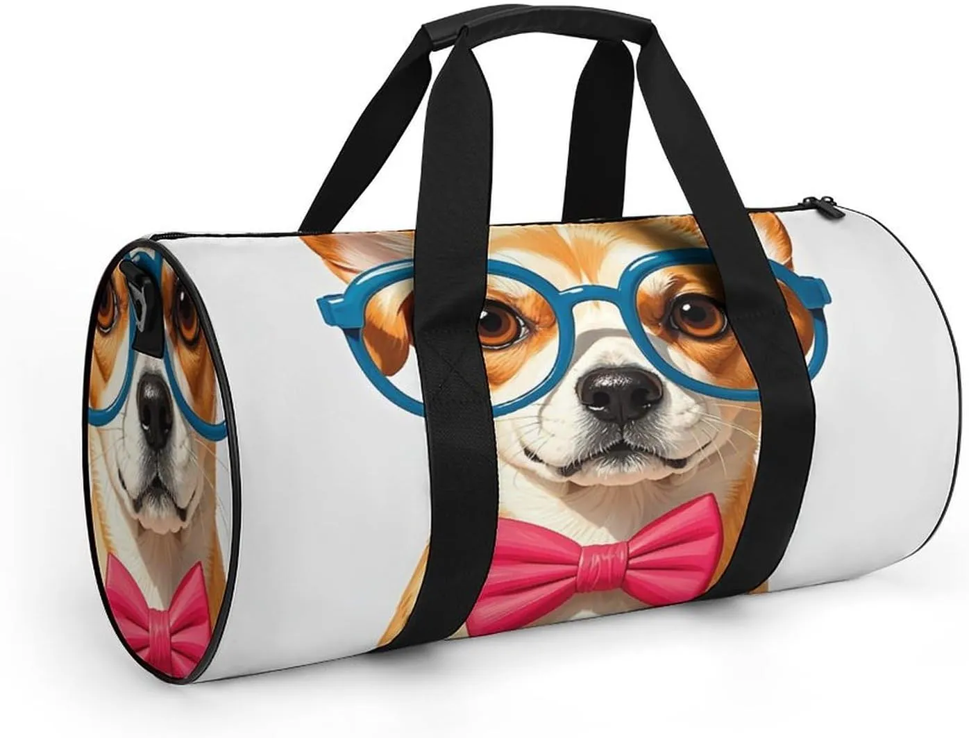 Pet Dog Soft Bow Tie, Oversized Glasses Gym Bag Small Travel Duffle Bag with Compartment Carry On Weekender Bag for Women Men