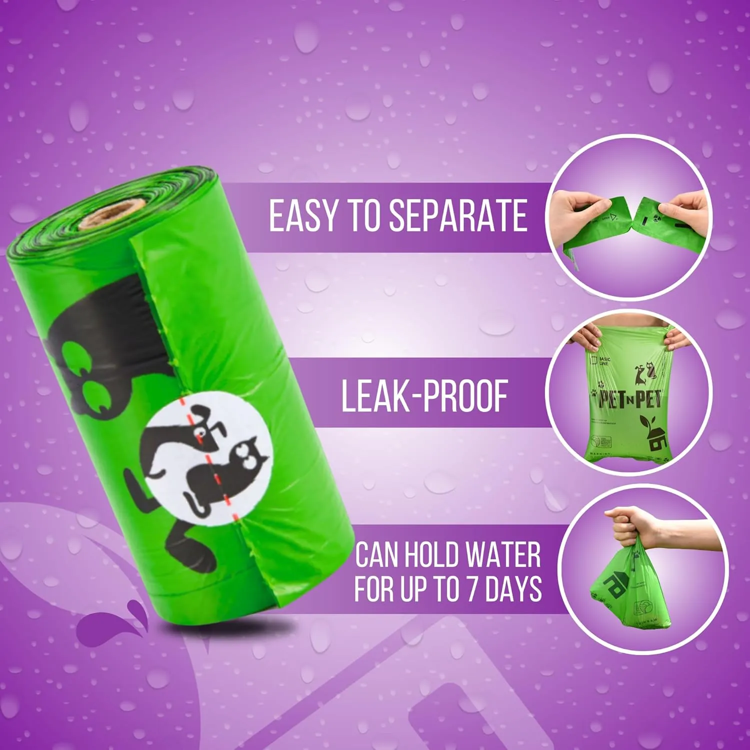 Pet N Pet 1080 Counts Green Poop Bags for Dogs, 38% Plant Based & 62% PE Extra Thick Dog Poop Bags Rolls, 9" x 13", Lavender Scented Pet Waste Bag