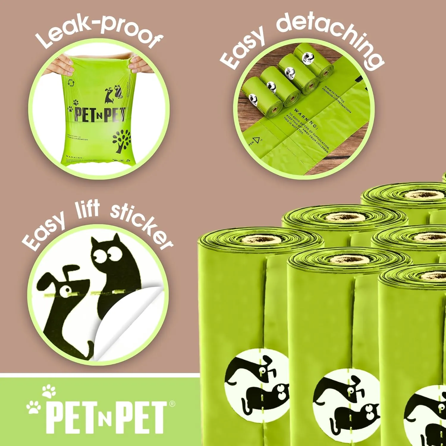 Pet N Pet Poop Bags For Dogs, 120 Counts Plant Based Dog Poop Bags Rolls, Thick Doggie Poo Bag, 100% Leak-proof, Easy to Use Pet Waste Bag