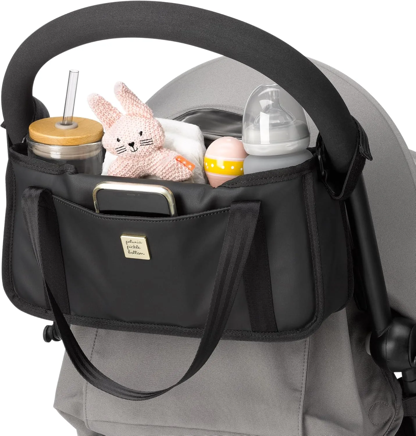 Petunia Pickle Bottom Wander Stroller Caddy, Perfect for Organization, Multiple Carry Positions, Fits Most Strollers, Black
