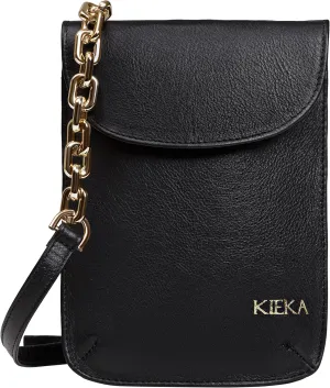 Phone Crossbody Bag, Genuine Leather, Fold-over Flap with Magnetic Snap Closure, 2 External Credit Card Slots
