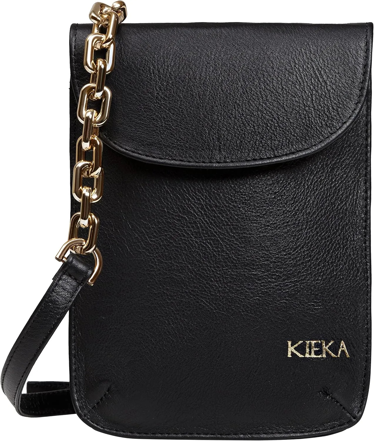 Phone Crossbody Bag, Genuine Leather, Fold-over Flap with Magnetic Snap Closure, 2 External Credit Card Slots