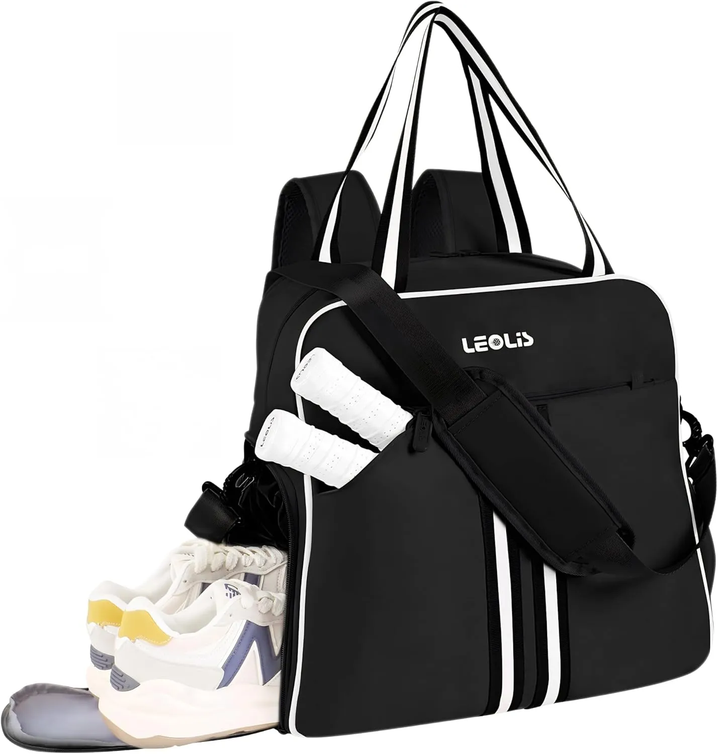 Pickleball Tote Bag - Pickle Ball Backpack with Shoe Compartment & Waterproof Pocket, Shoulder Gym Duffle Bag with Hook
