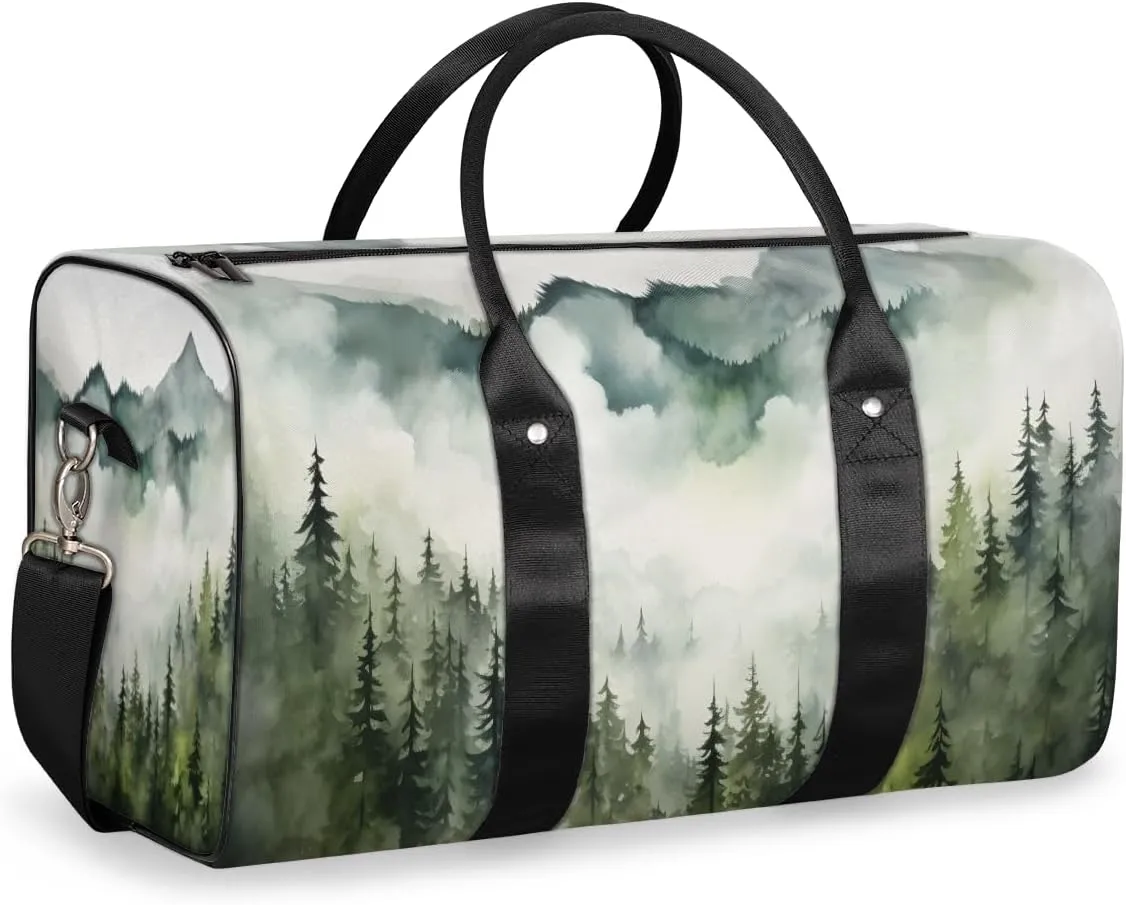 Pine Trees Travel Duffle Bag for Women Men Gym Duffel Foldable Bag Waterproof Weekender Pine Trees Landscape Duffle Tote