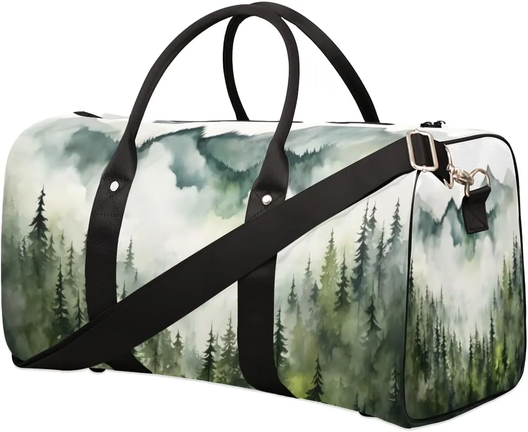 Pine Trees Travel Duffle Bag for Women Men Gym Duffel Foldable Bag Waterproof Weekender Pine Trees Landscape Duffle Tote