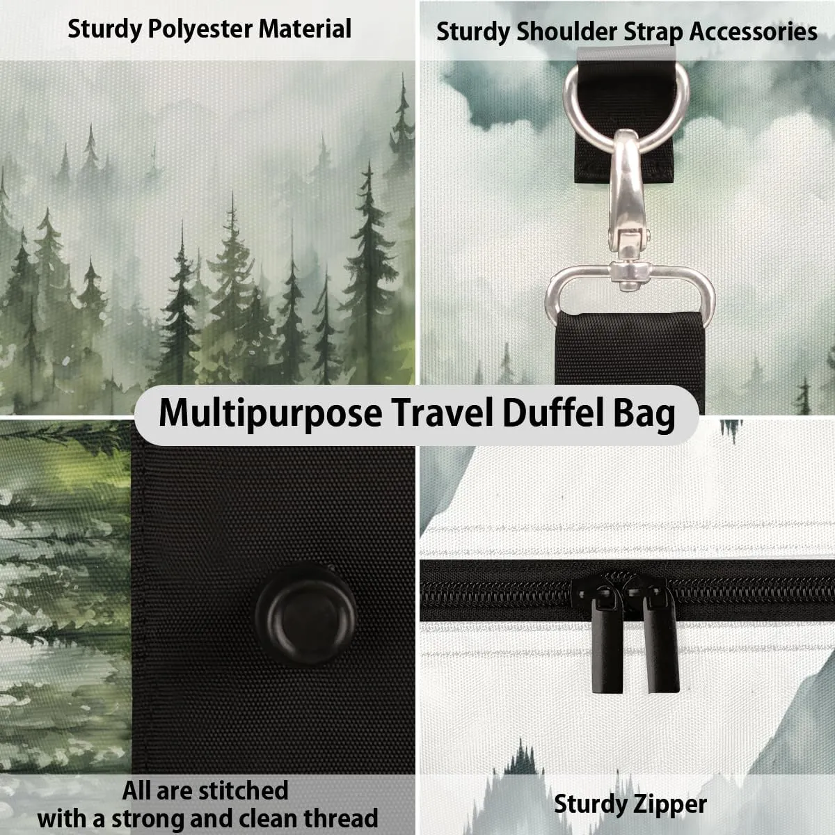 Pine Trees Travel Duffle Bag for Women Men Gym Duffel Foldable Bag Waterproof Weekender Pine Trees Landscape Duffle Tote