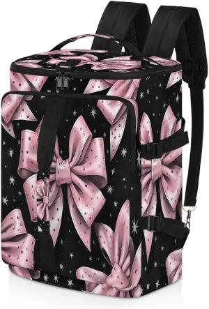Pink Bowknot Gym Bags for Men Women Sports Backpack with Shoe Compartment 3-in-1 Tactical Duffle Bag for Overnight Weekender Travel