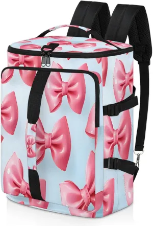 Pink Bowknot Printed Gym Bags for Men Women Sports Backpack with Shoe Compartment 3-in-1 Tactical Duffle Bag for Overnight Weekender Travel