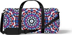 Pink Vintage bohemian Abstract Colorful Floral Geometric Sports Bag Tote Bag Waterproof Gym Bag with Shoulder Strap Zipper 2 Side Pockets for Men and Women, Travel and Storage Shoulder Bag.