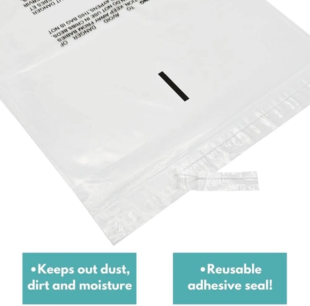 Plastic Resealable Bag, Clear Suffocation Warning Poly Bags, 18 x 24 Inch, 1.5 Mil, 500 Pack