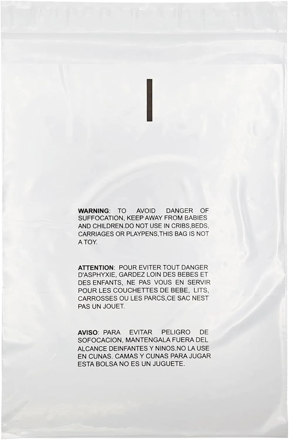 Plastic Resealable Bag, Clear Suffocation Warning Poly Bags, 18 x 24 Inch, 1.5 Mil, 500 Pack