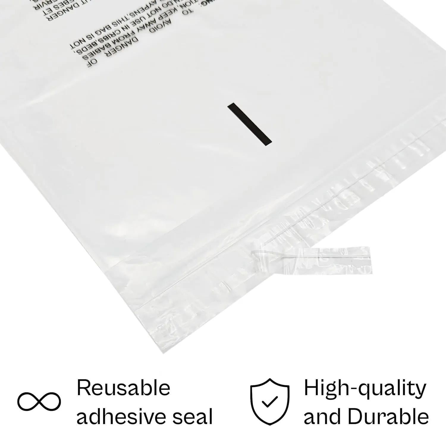 Plastic Resealable Bag, Clear Suffocation Warning Poly Bags, 18 x 24 Inch, 1.5 Mil, 500 Pack