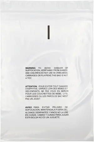 Plastic Resealable Bag, Clear Suffocation Warning Poly Bags, 18 x 24 Inch, 1.5 Mil, 500 Pack