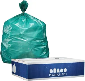 Plasticplace 40-45 Gallon Trash Bags │ 1.2 Mil │ Green Garbage Can Liners │ 40” x 46” (100 Count)