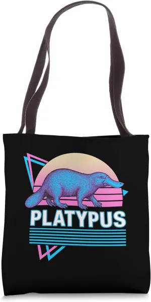 Platypus Retro Vintage Synthwave Aesthetic Animal Lover Tote Bag